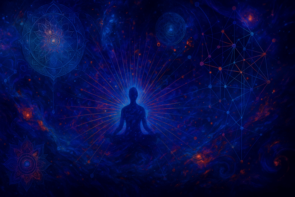 Energetic healing abstract art with vibrant blues, purples, and teals representing soul alignment and emotional transformation – The Healing Space in Coylton, Ayrshire, Scotland (also available online)