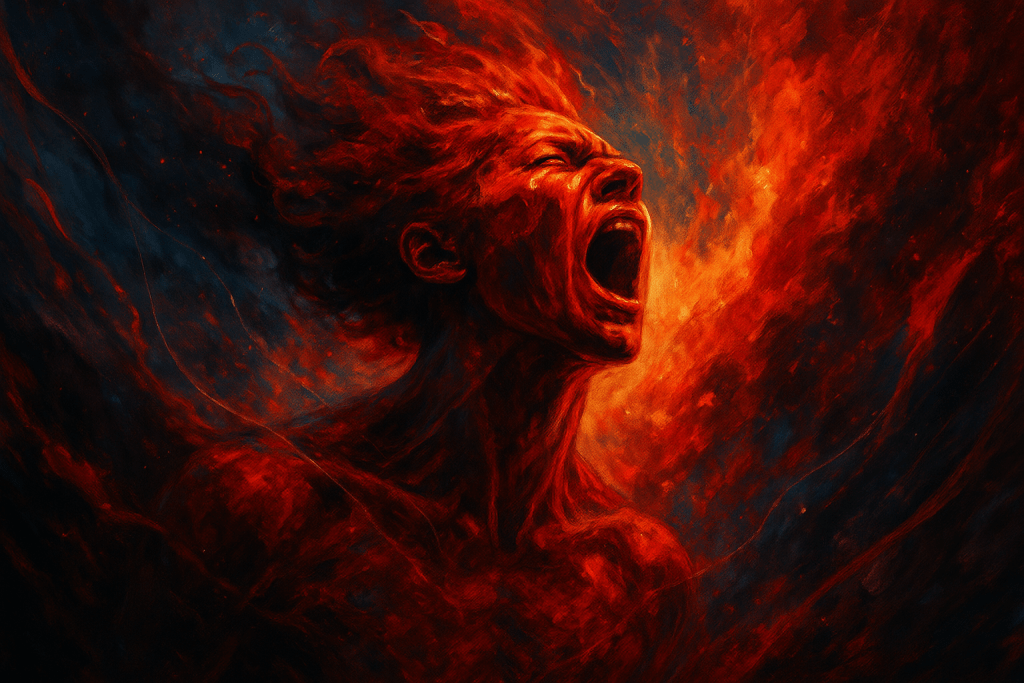 AI-generated image representing sacred rage in Renata Clarke’s work.