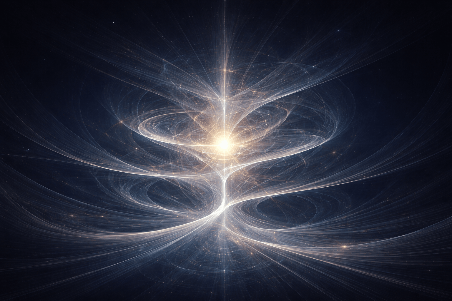 Conceptual image of identity architecture and structural orientation by Renata Clarke, illustrating the transition from ambition, aspiration, and purpose to structure-led movement. Dark navy field with luminous layered structures organising around a central core, representing internal drivers, identity development, and structural coherence.